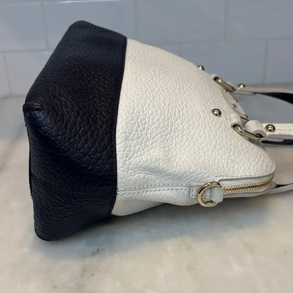 Kate Spade Bag Purse Handbag Leather Color Block Pebbled Domed Satchel Bag Tote